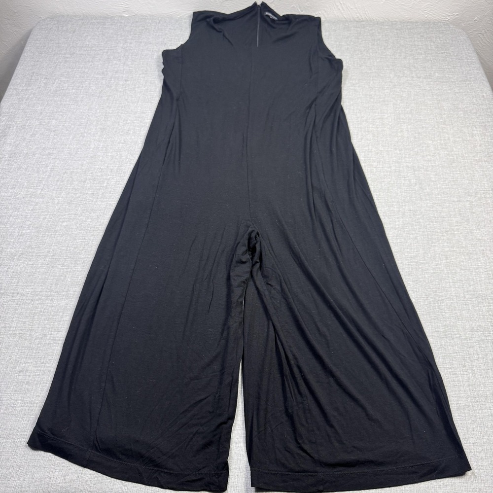 Eileen Fisher Jumpsuit Womens Large Black Jersey Viscose Spandex Relaxed‎